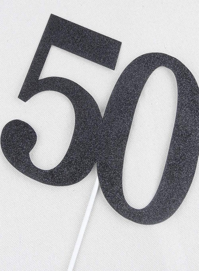 فيستيكو زينة كعكة رقم 50 من فيستيكو® باللون الأسود اللامع - لتزيين حفلات أعياد الميلاد الخمسين/الذكرى السنوية للزواج - Image 3